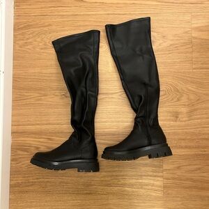 Steve Madden Black Over-the-Knee Lug Sole Boots